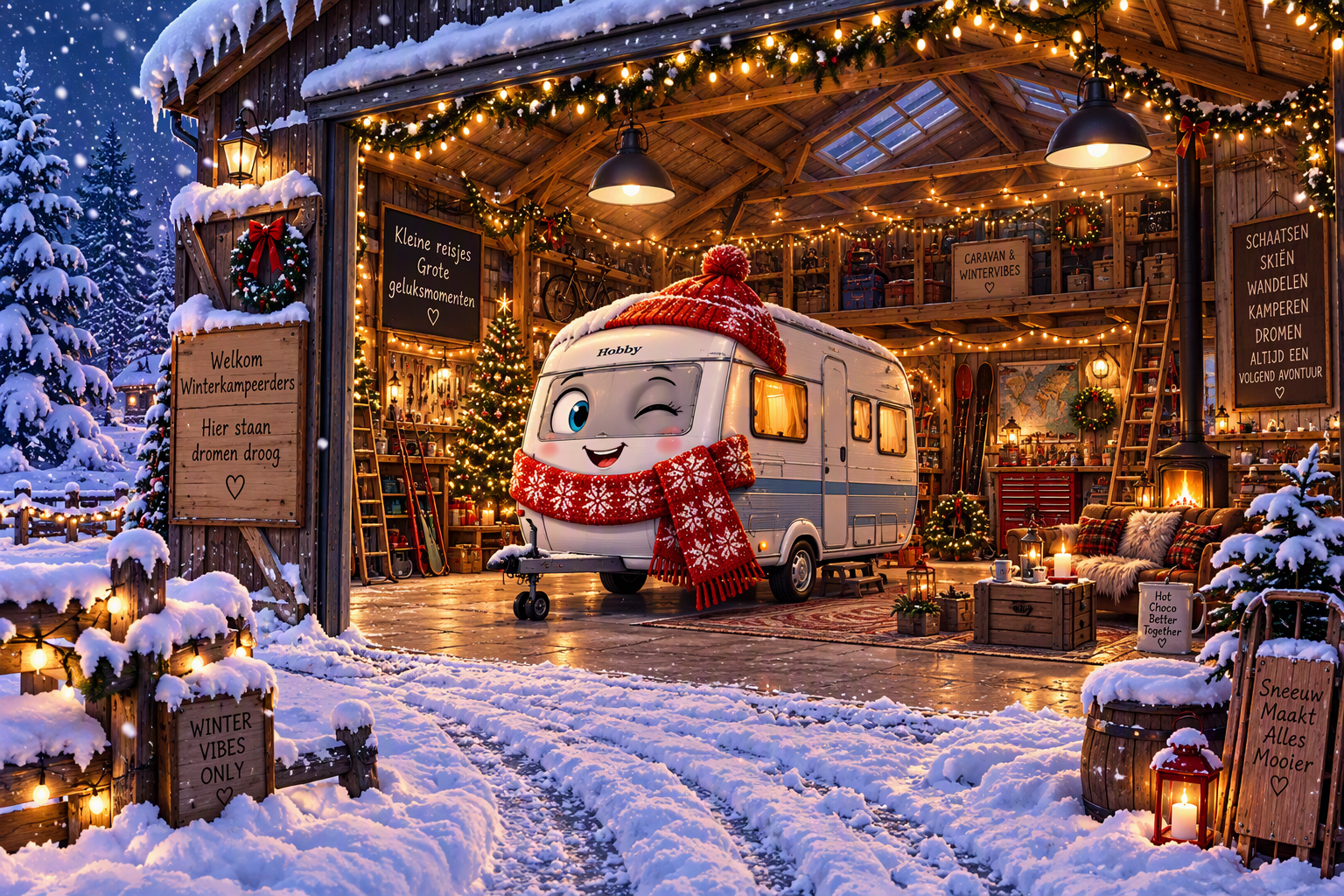 caravan in winterstalling