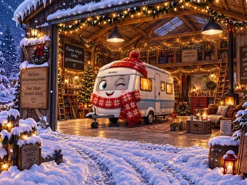 caravan in winterstalling